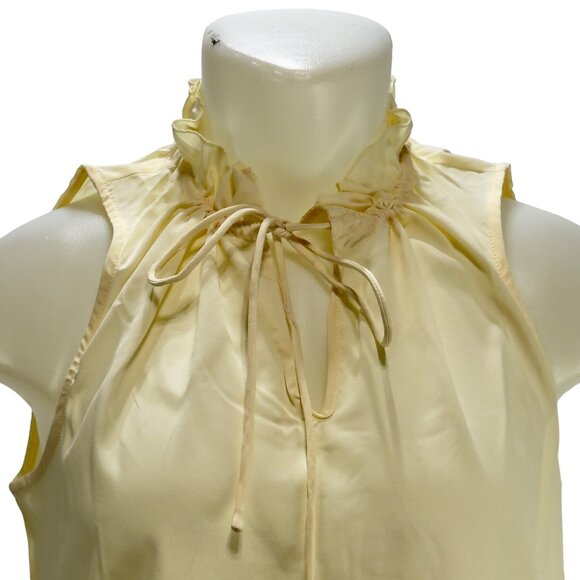 BUCKHEAD BETTIES Women's Top Ecru Ruffle Collar Sleeveless Tied Neck Size S - Picture 7 of 9